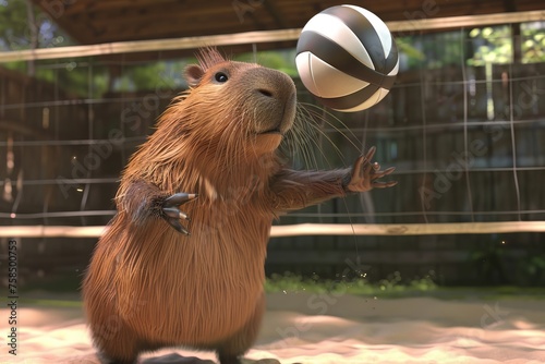 Capybara Playing Volley Ball 