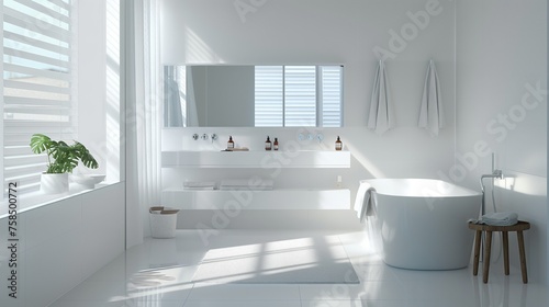 Modern bathroom interior with sink and tiled decor