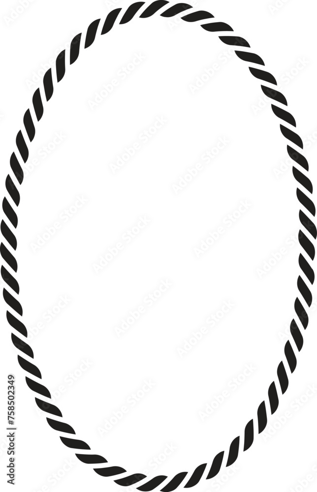 Fototapeta premium Round rope curve symbol set. Different thickness circular ropes set for decoration. Vector isolated on white.