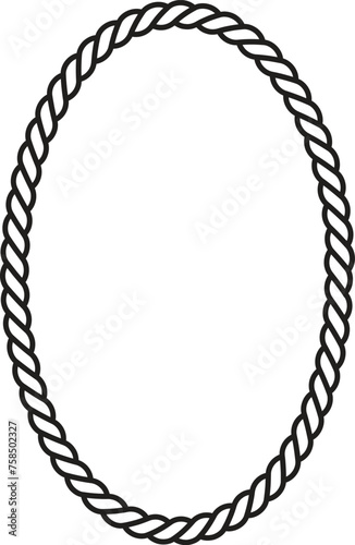 Round rope curve symbol set. Different thickness circular ropes set for decoration. Vector isolated on white.