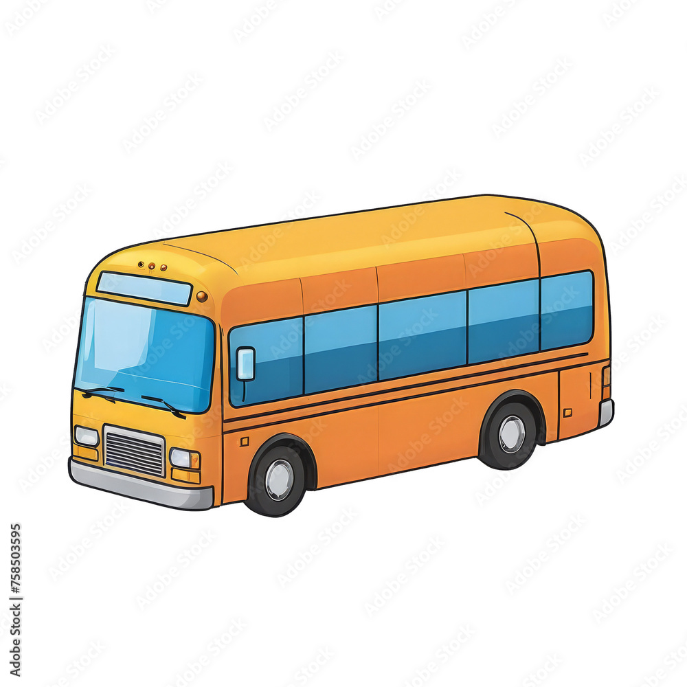 Coach Bus Hand Drawn Cartoon Style Illustration