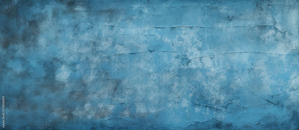 Close up of an electric blue wall with a blurred horizon in the background. The pattern is reminiscent of cumulus clouds, creating a sense of darkness and mystery