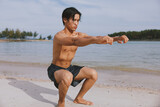 Active Lifestyle: Asian Athlete's Serene Sunset Beach Run