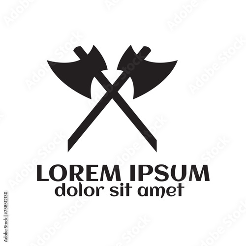 Two crossed axe vector silhouette Icon illustration. Steel axe vector illustration design template web symbol. Firefighter timber tool blade badge, label and sticker