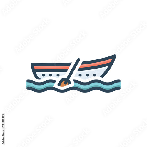 Color illustration icon for rowing boat