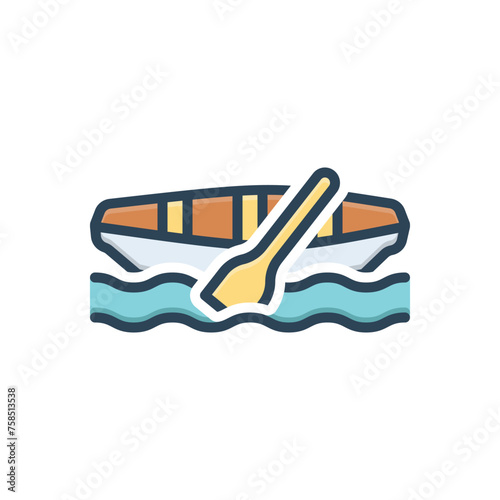 Color illustration icon for rowing boat