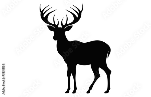Deer Silhouette vector isolated on a white background  Deer antler black Clipart