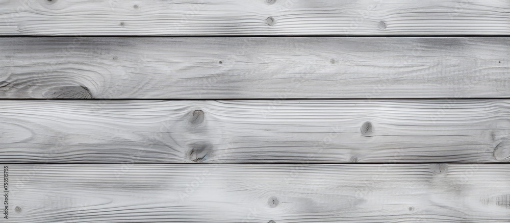 A closeup of a monochrome gray hardwood plank flooring, showcasing the intricate grainy texture of the wood surface in a rectangular pattern A closeup of a monochrome gray hardwood plank flooring, showcasing the intricate grainy texture of the wood surface in a rectangular pattern