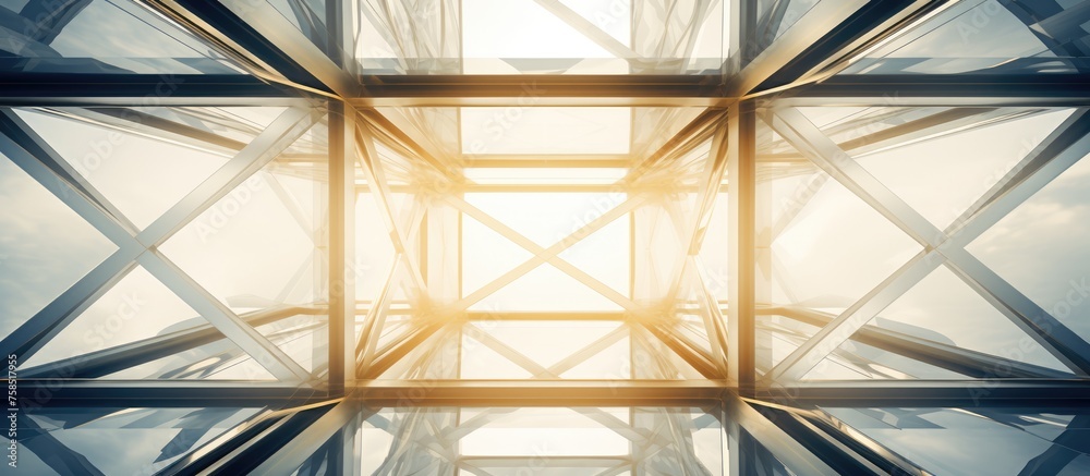 Steel Structure with Gold and Glass Plate with White Texture Pattern Background. Steel Structure with Gold and Glass Plate with White Texture Pattern Background.