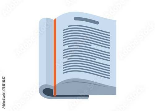 Opened and folded book page. Simple flat illustration.