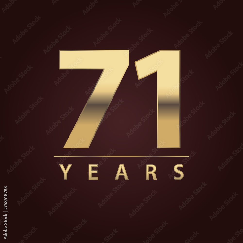 Fototapeta premium 71 years for celebration events, anniversary, commemorative date. seventy one years logo