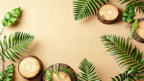 Creative Tropical Leaf Design on a Pastel Background, Perfect for Summer and Nature Themes