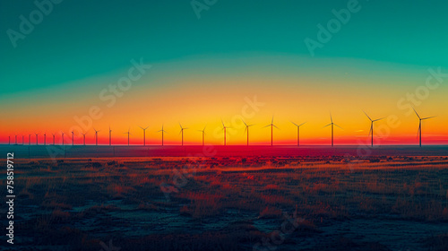 Against the horizon a line of wind turbines marks the boundary between the natural and the engineered