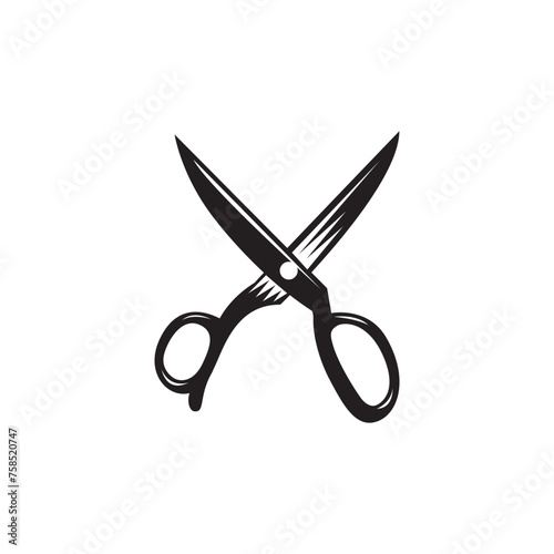 scissors sewing logo icon isolated  vector illustration
