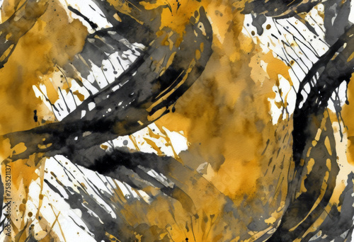 Yellow Image Ink Tie Abstract Textured Watercolour Painting Natural Art Splatter Black Watercolour Pattern Style Paint Abstract Shibori Paint Image Tribal Gold rty photo