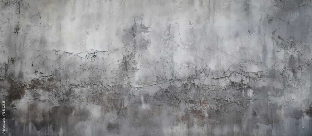 A monochrome closeup of a freezing winter landscape featuring a gray concrete wall, creating a beautiful pattern against the natural wood and grass elements