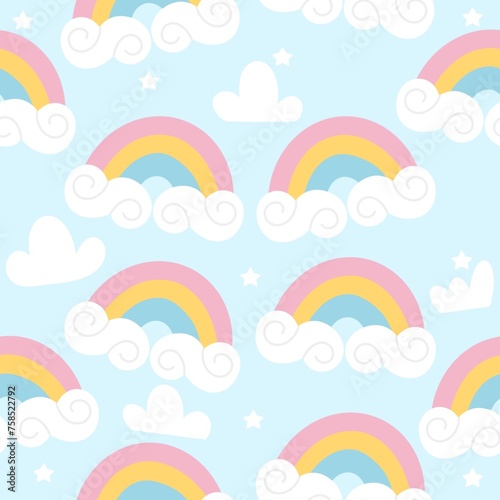  Seamless pattern rainbow and clouds © AnaFlvia