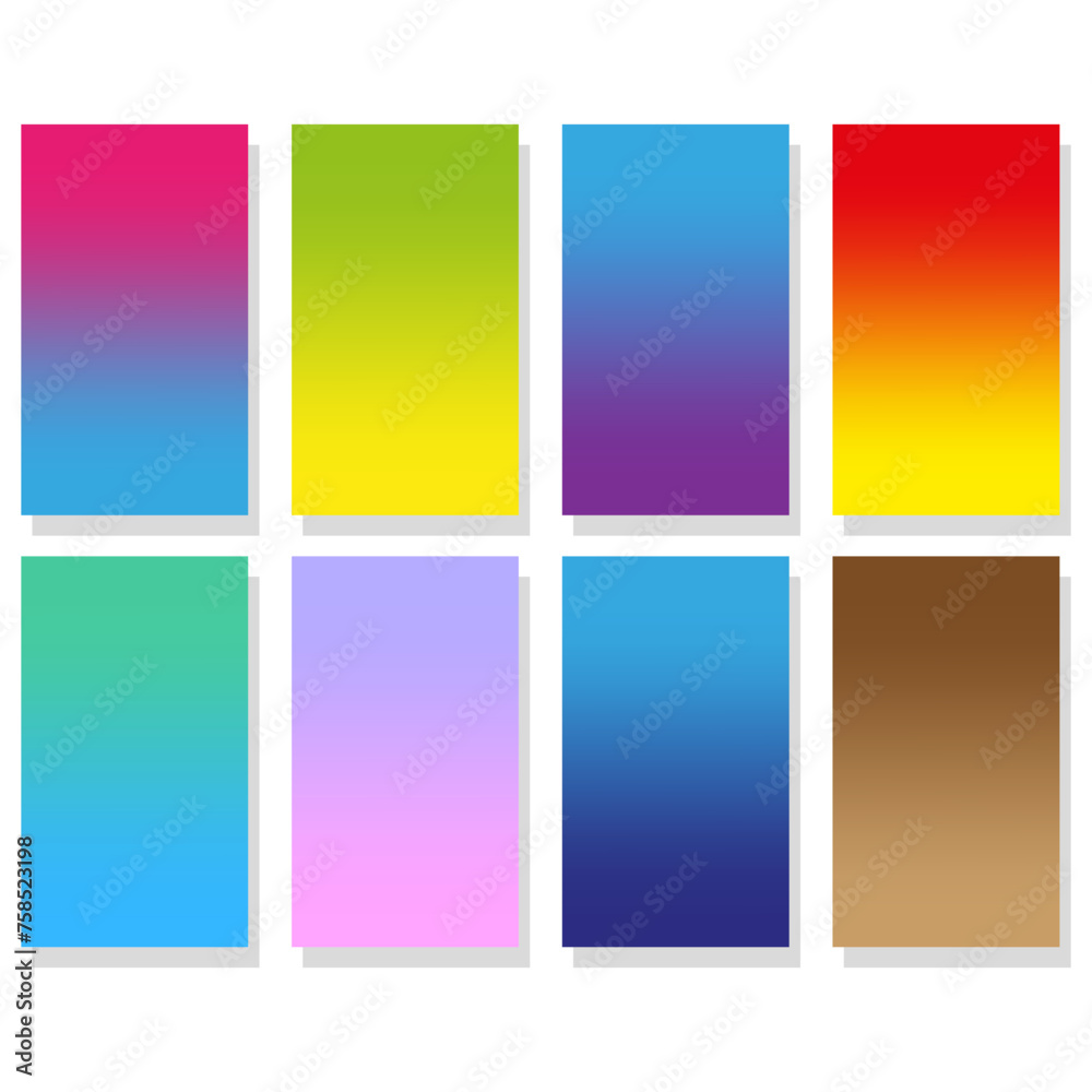 Color gradient backgrounds. Vibrant spectrum collection. Smooth color transitions. Vector illustration. EPS 10.