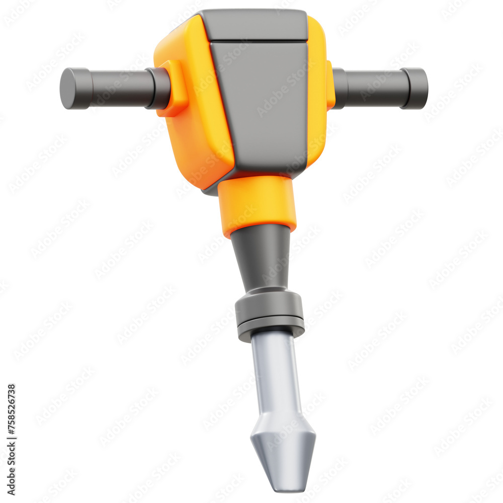 Jackhammer 3D Rendering Icon Isolated Transparent Background Jackhammer 3D Rendering Icon Isolated Transparent Background