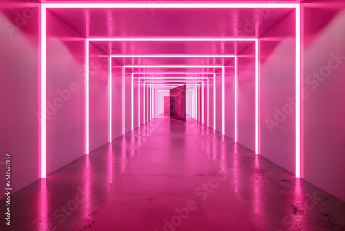 pink geometric architecture with neon lights
