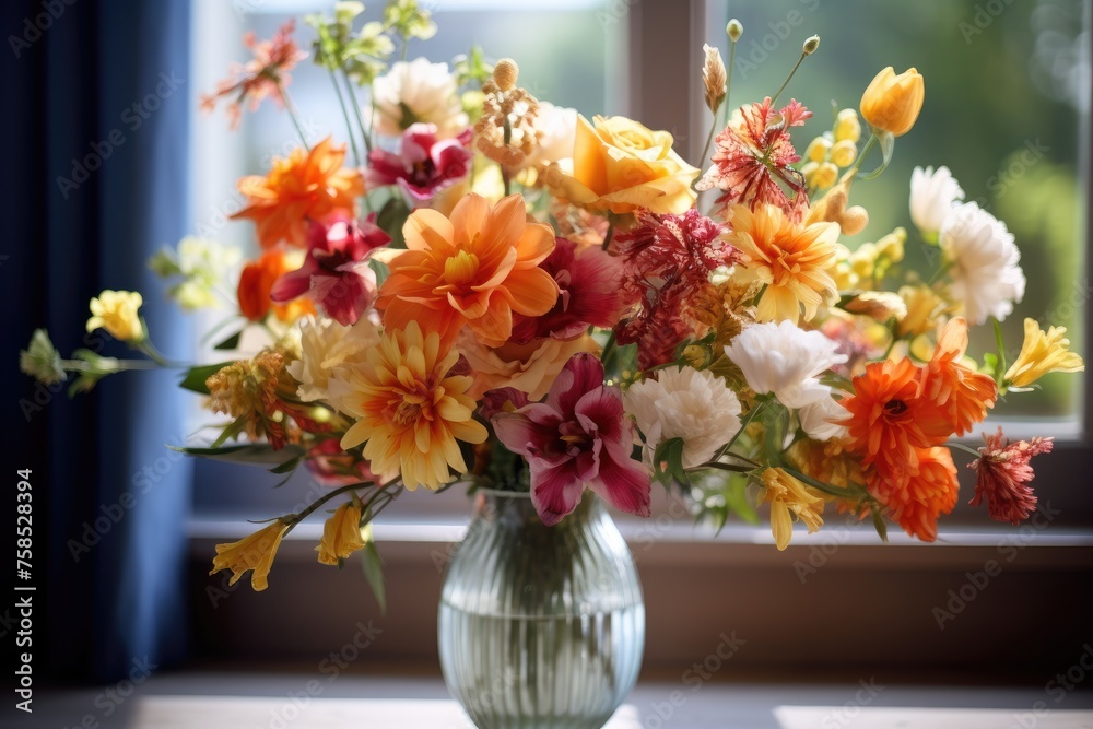 Close-up of a bouquet being arranged in a vase. Close-up of a bouquet being arranged in a vase.