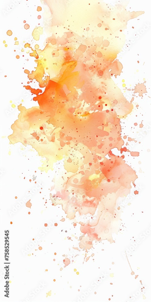 Warm watercolor splash in autumnal shades of orange and yellow, reminiscent of a soft sunset, against a pristine white backdrop.