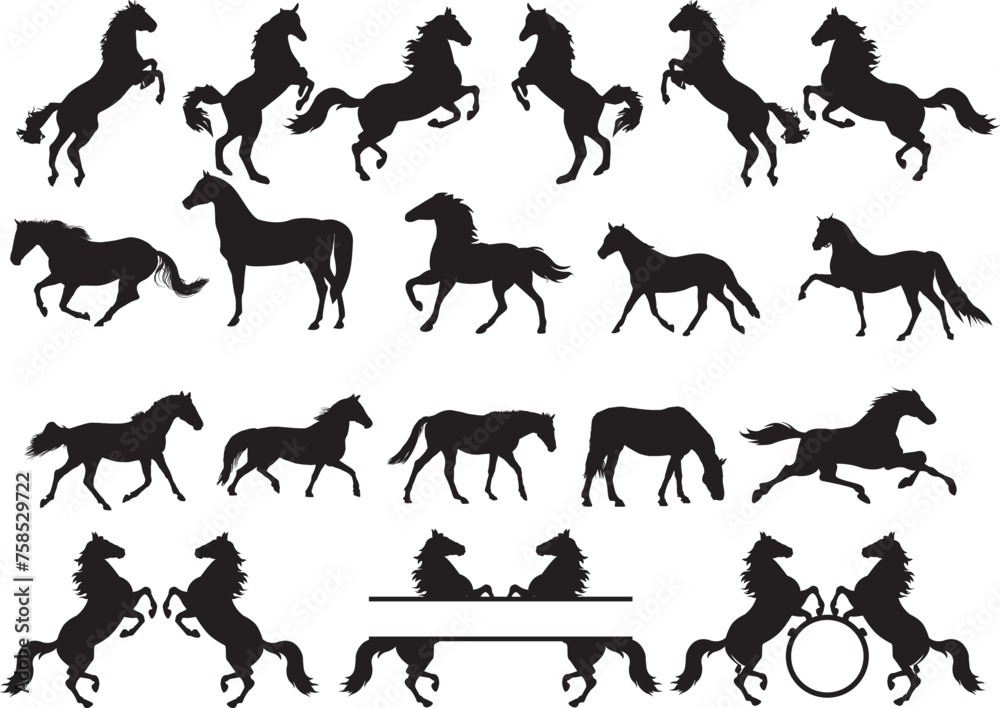 Horse Silhouette, Horse, Horseshoe, Horse Head, Horse Lover, Horse Cut File, Animal, Horse Heart