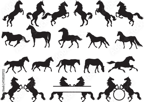 Horse Silhouette, Horse, Horseshoe, Horse Head, Horse Lover, Horse Cut File, Animal, Horse Heart