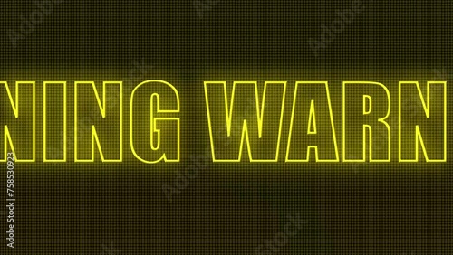 流れて点滅するカラフルな警告のテキストアニメーション