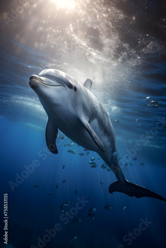 Underwater Serenity: Capturing the Majestic and Graceful Movement of a Dolphin in its Natural Habitat © Bruce