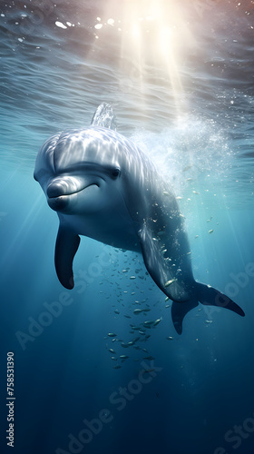 Underwater Serenity: Capturing the Majestic and Graceful Movement of a Dolphin in its Natural Habitat © Bruce