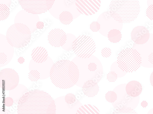 ピンクのドットとストライプ柄の円のパターン背景