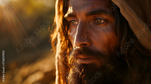 Close-up face of Jesus Christ  photo