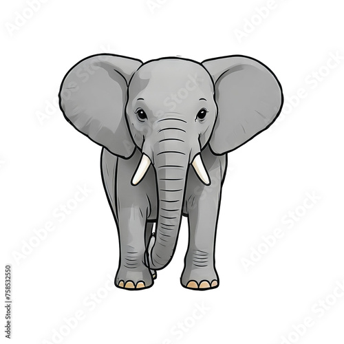 Elephant Hand Drawn Cartoon Style Illustration