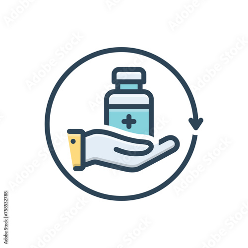 Color illustration icon for medication