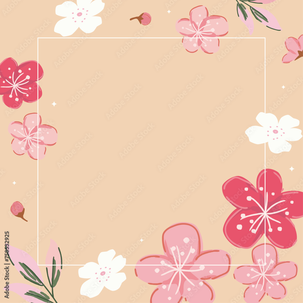 Vector pink flowers background frame illustration Vector pink flowers background frame illustration