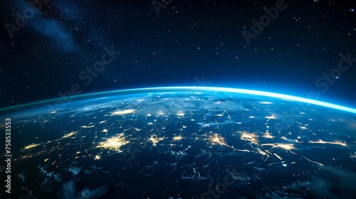 A view of the Earth from space, with the blue and white colors of the planet
