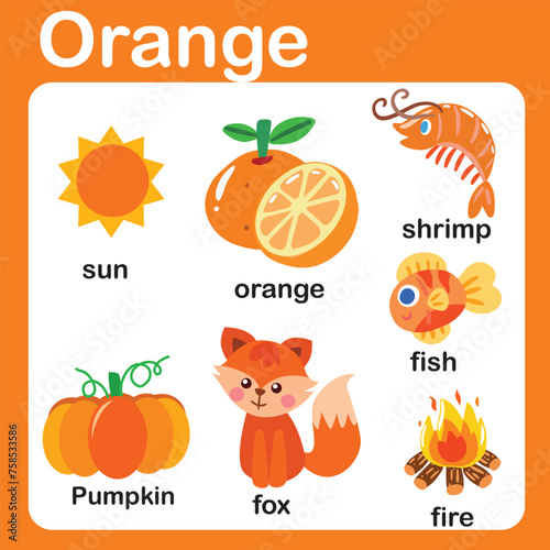 color objects and vocabulary words in English 
