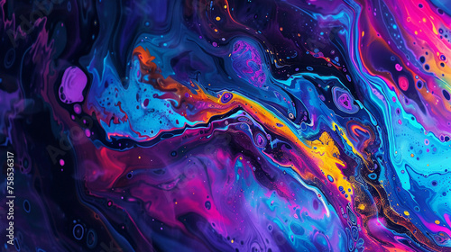 Psychedelic swirl of colors in a liquid abstract art piece.