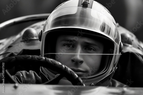 Man in a Racing Car with Helmet and Gloves  © Creative Universe