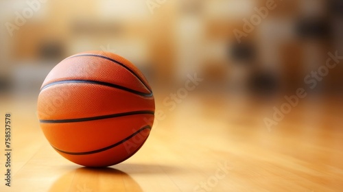 Basketball on Wooden Court  © Creative Universe