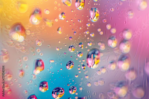 Water droplets on a colorful background