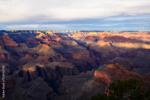 Dabbled light at the Grand Canyon National Park at Hopi Point on the south rim of the Grand Canyon in Arizona.