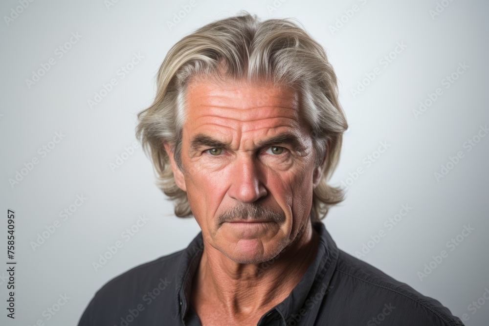 Portrait of senior man with grey hair over grey background. Looking at camera. Portrait of senior man with grey hair over grey background. Looking at camera.