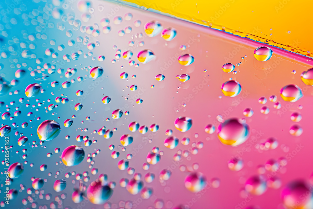 Water droplets on a colorful background