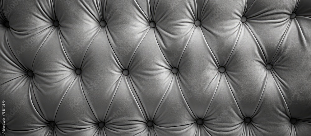 A black and white photo featuring a tufted leather couch resembling the symmetry and patterns found in terrestrial plants like flowers and grass A black and white photo featuring a tufted leather couch resembling the symmetry and patterns found in terrestrial plants like flowers and grass