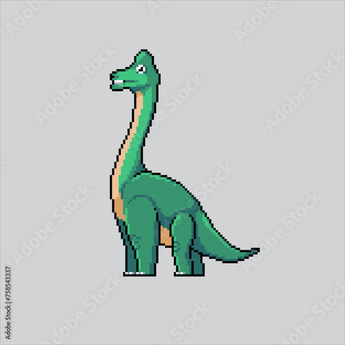 Pixel art illustration Brachiosaurus. Pixelated Brachiosaurus. Brachiosaurus Dinosaur pixelated
for the pixel art game and icon for website and video game. old school retro.