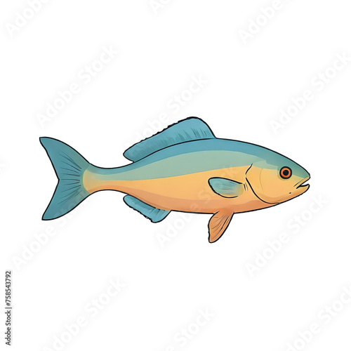 Fish Hand Drawn Cartoon Style Illustration