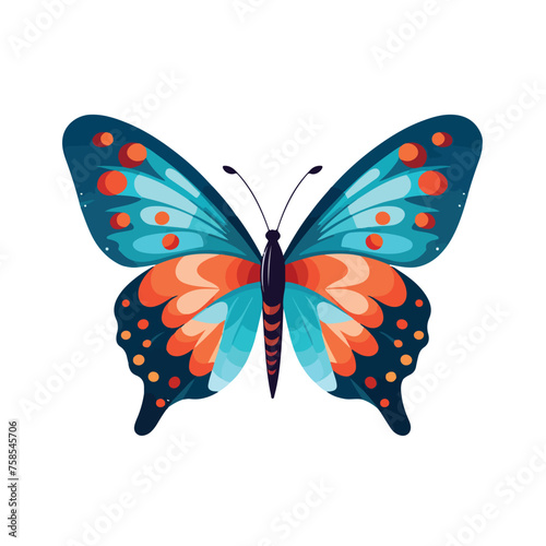 A butterfly with open wings. flat vector illustration © iclute