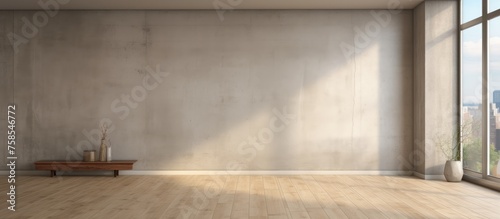 Empty apartment interior design without roof, showing floor and wall textures